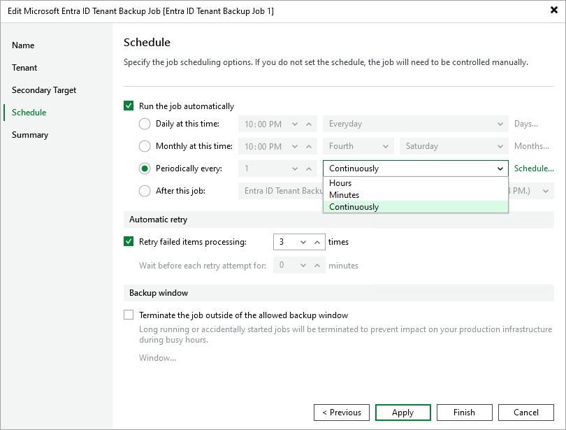 Configure Job Schedule Step 5. Define Job Schedule