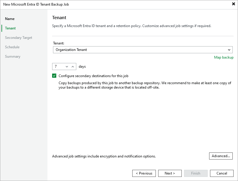 Select Tenant Step 3. Configure Backup Source Settings