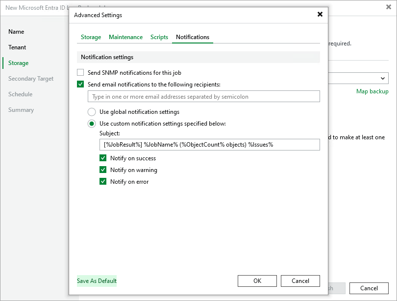 Configure Notification Settings Advanced Settings