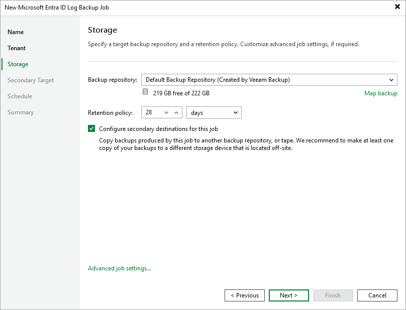 Configure Repository Step 4. Specify Backup Repository Settings