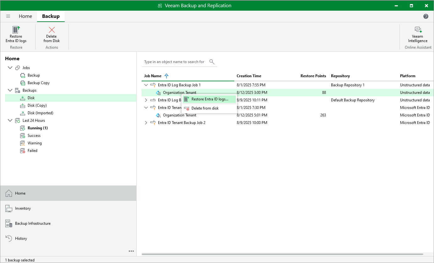 Launch Audit Log Restore