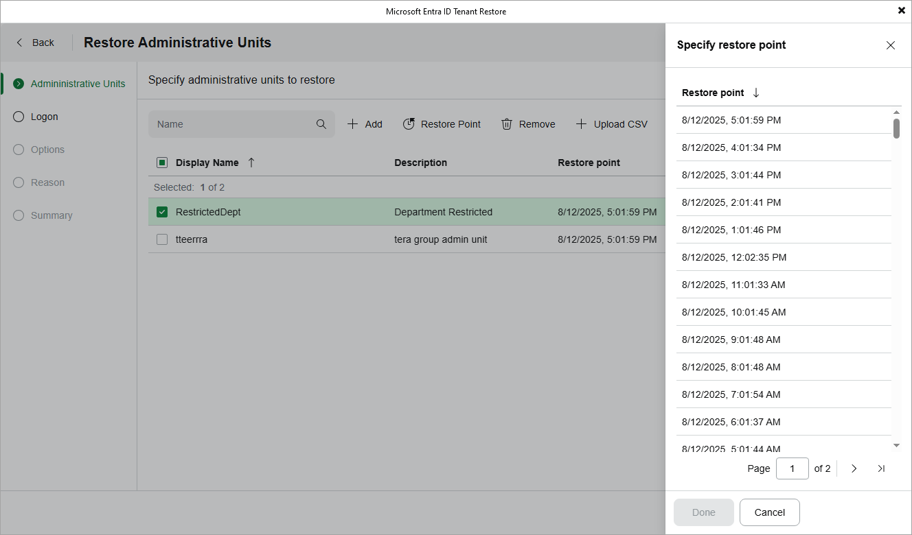 Select Restore Point