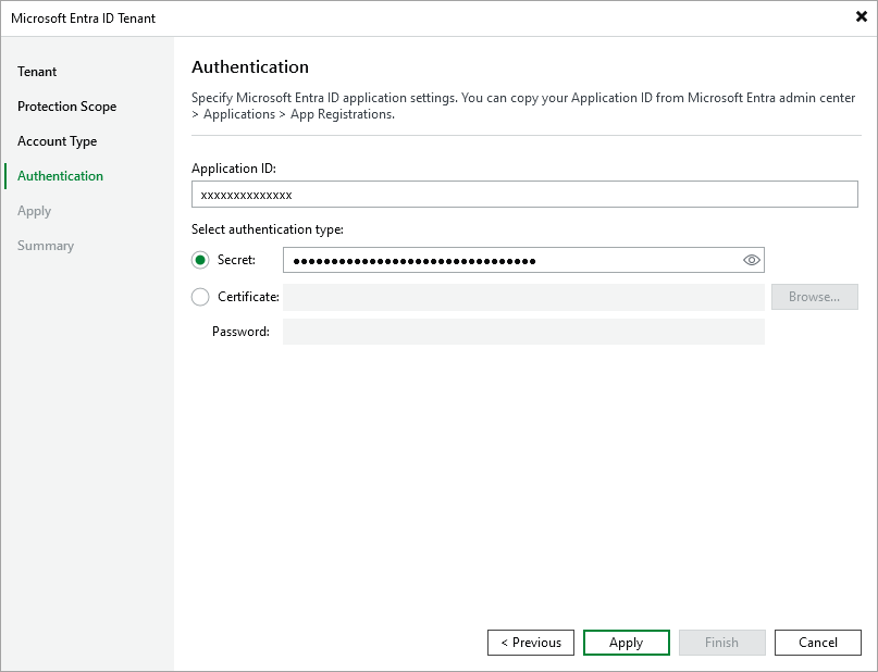 Use Existing Application Specifying Existing Application