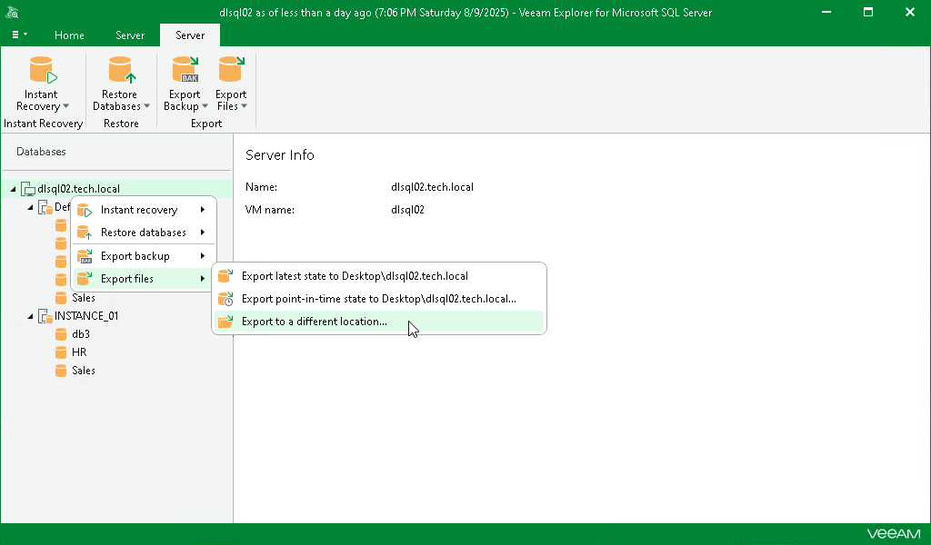 Launching Export Wizard