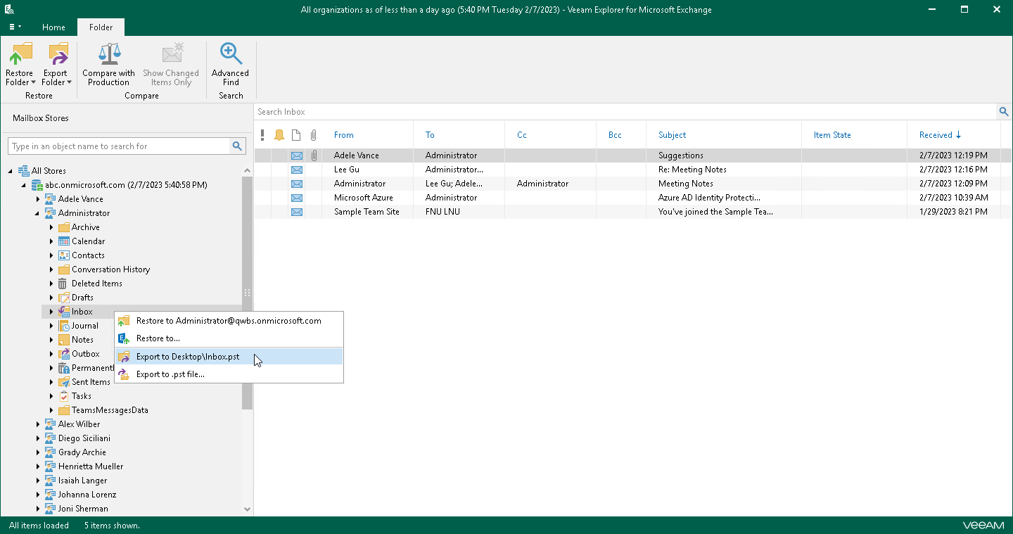 Using 1-Click Export