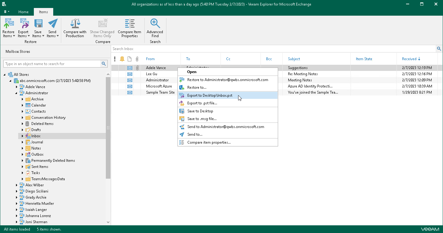 Using 1-Click Export