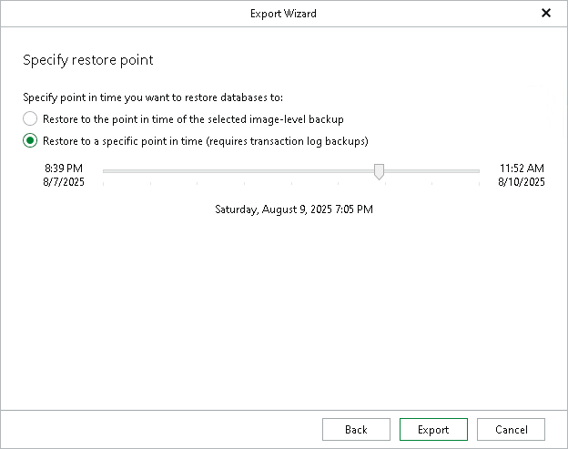 Specifying Restore Point
