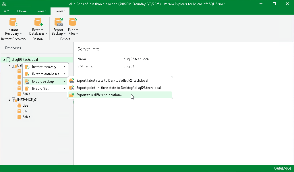 Launching Export Wizard