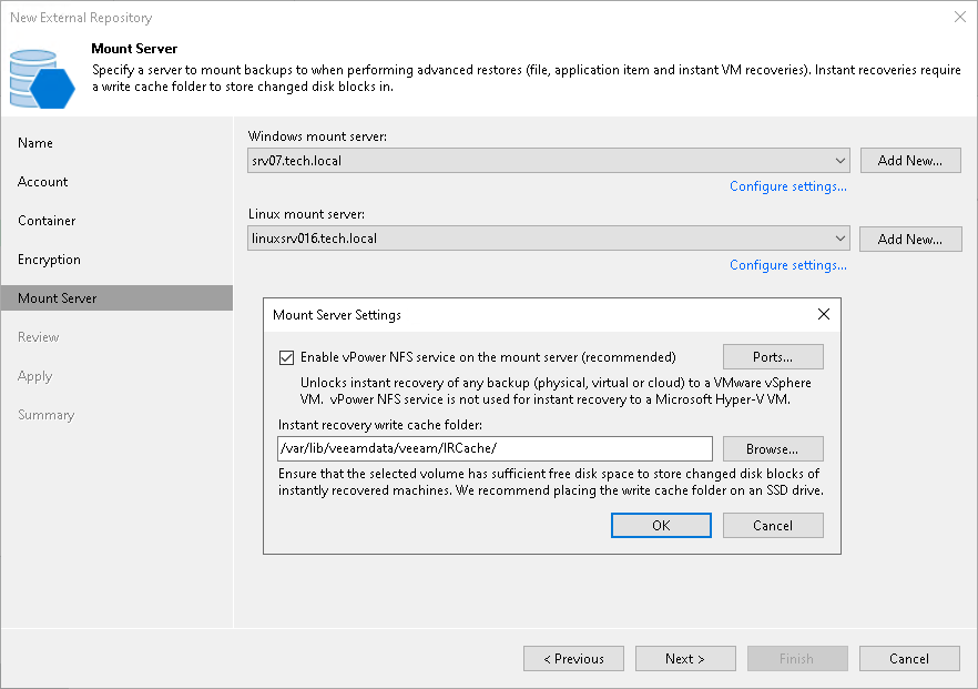 Step 6. Specify Mount Server Settings