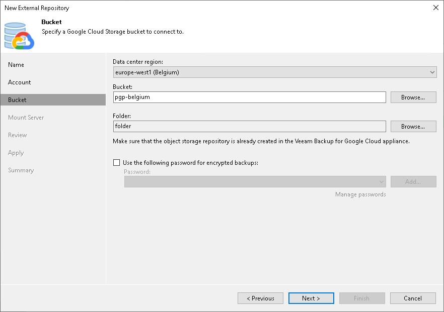 Step 4. Specify Cloud Storage Details 