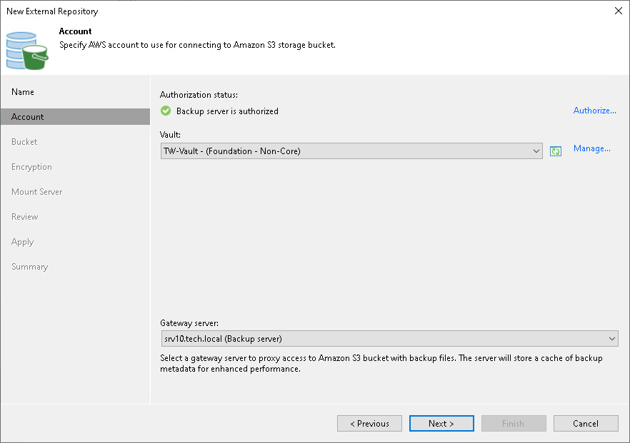 Step 3. Choose Storage Vault