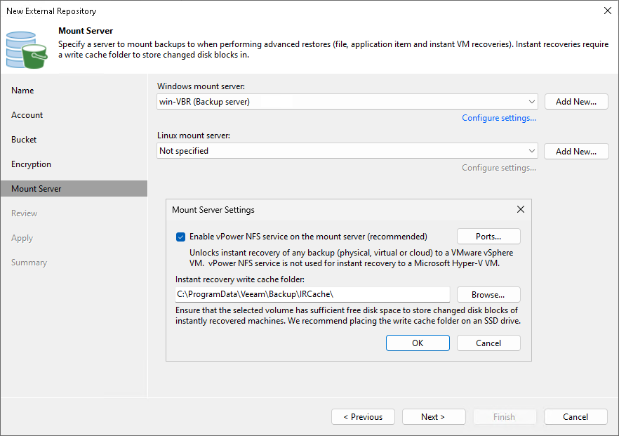 Step 6. Specify Mount Server Settings