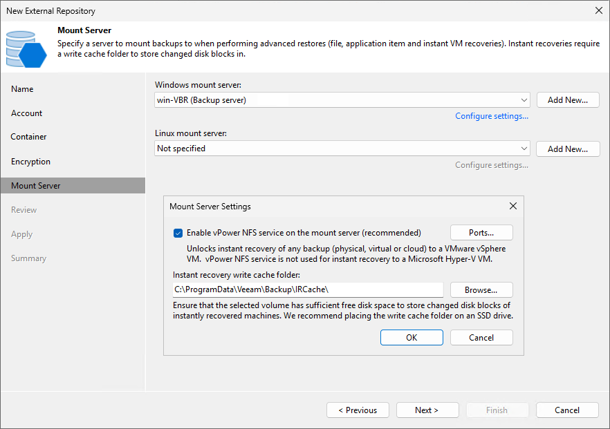 Step 6. Specify Mount Server Settings