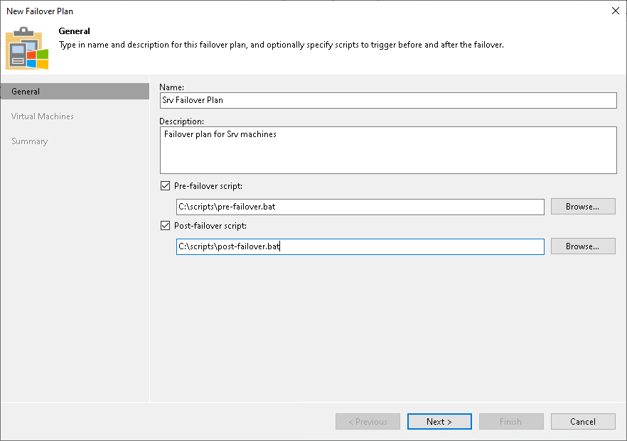Step 2. Specify Failover Plan Name and Description