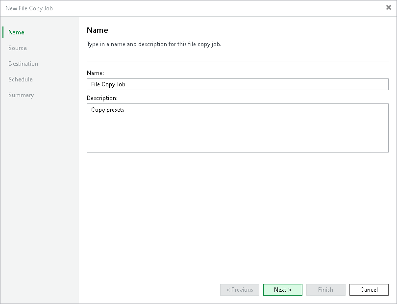 Step 2. Specify Job Name and Description