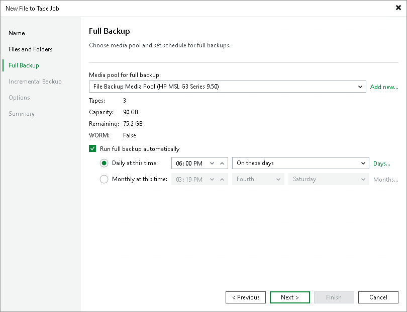 Step 4. Choose Media Pool for Full Backup