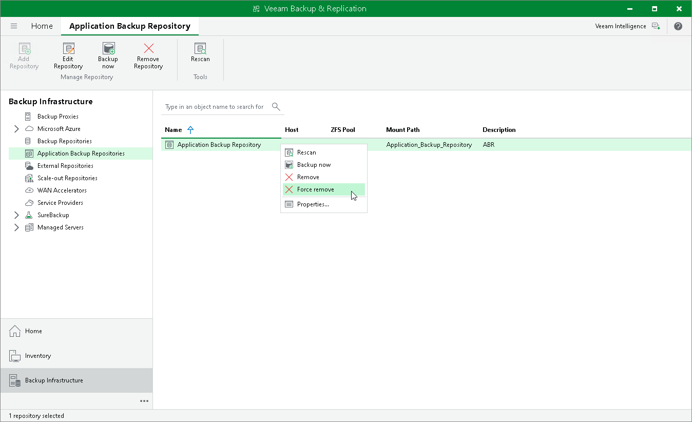 Removing Application Backup Repositories