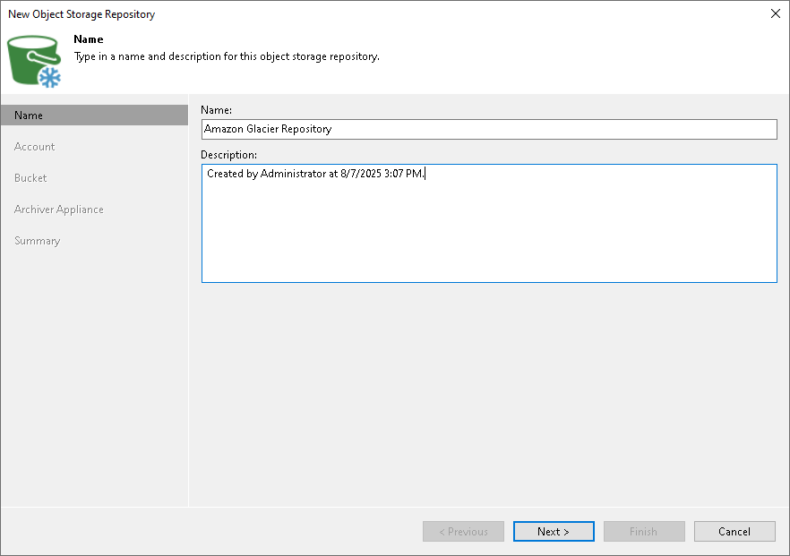 Step 2. Specify Object Storage Name