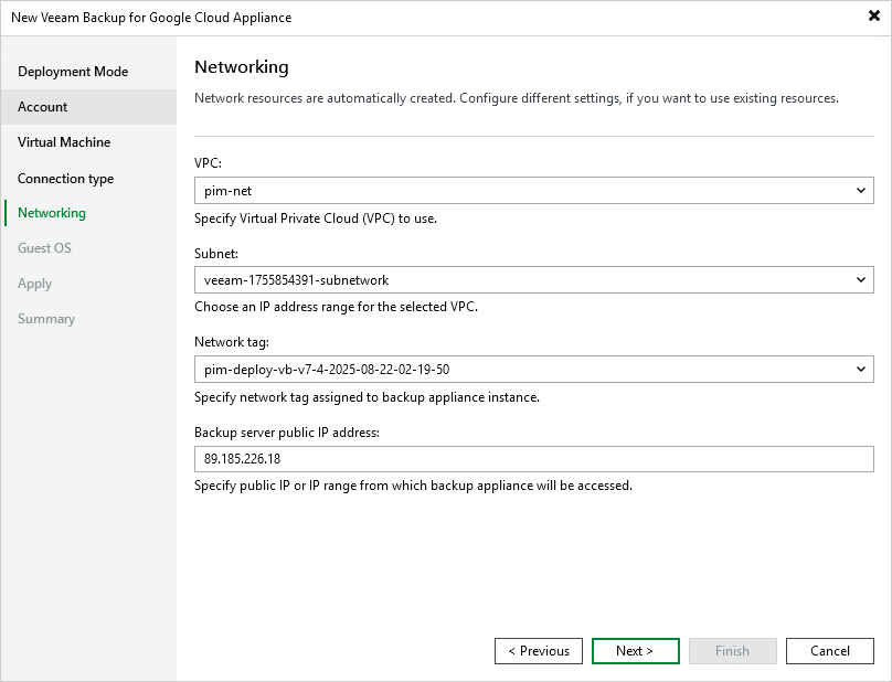 Step 6. Specify Network Settings