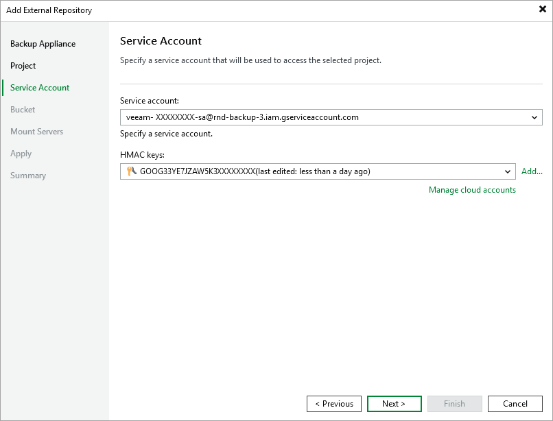 GCP Repository - Service account