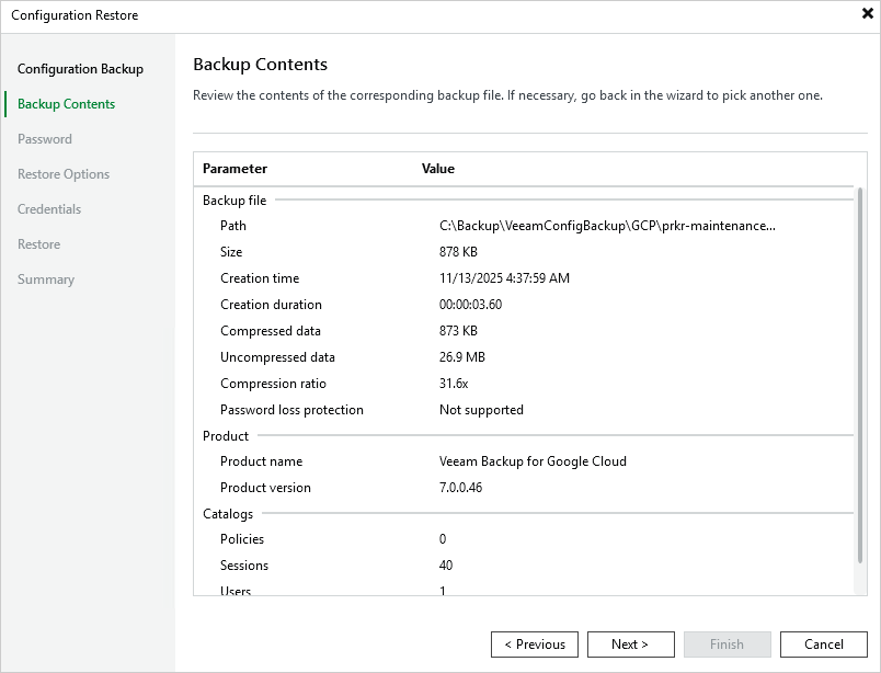 Step 3. Review Backup File Info