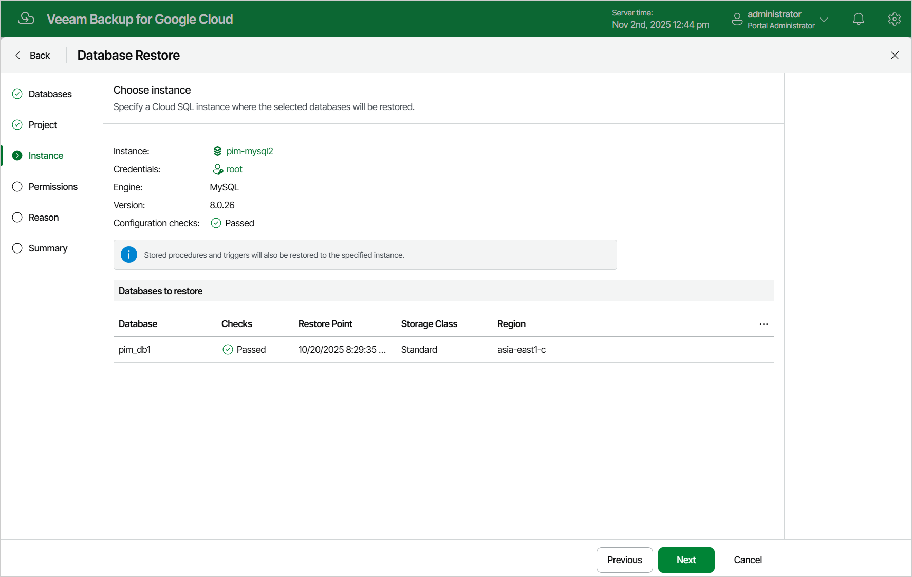 Restoring Cloud SQL Databases