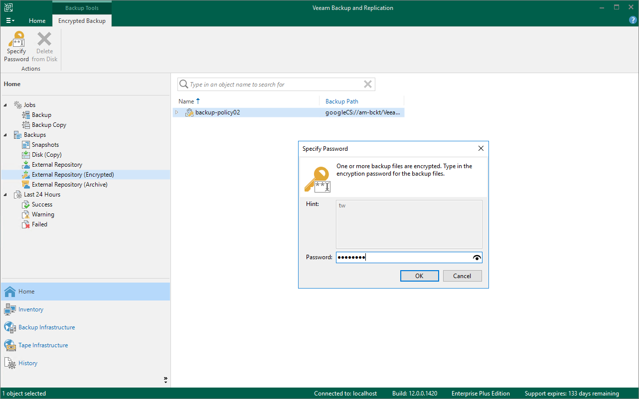 Backup decryption