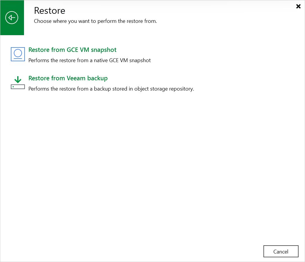 Step 1. Launch Restore to Google Compute Engine Wizard