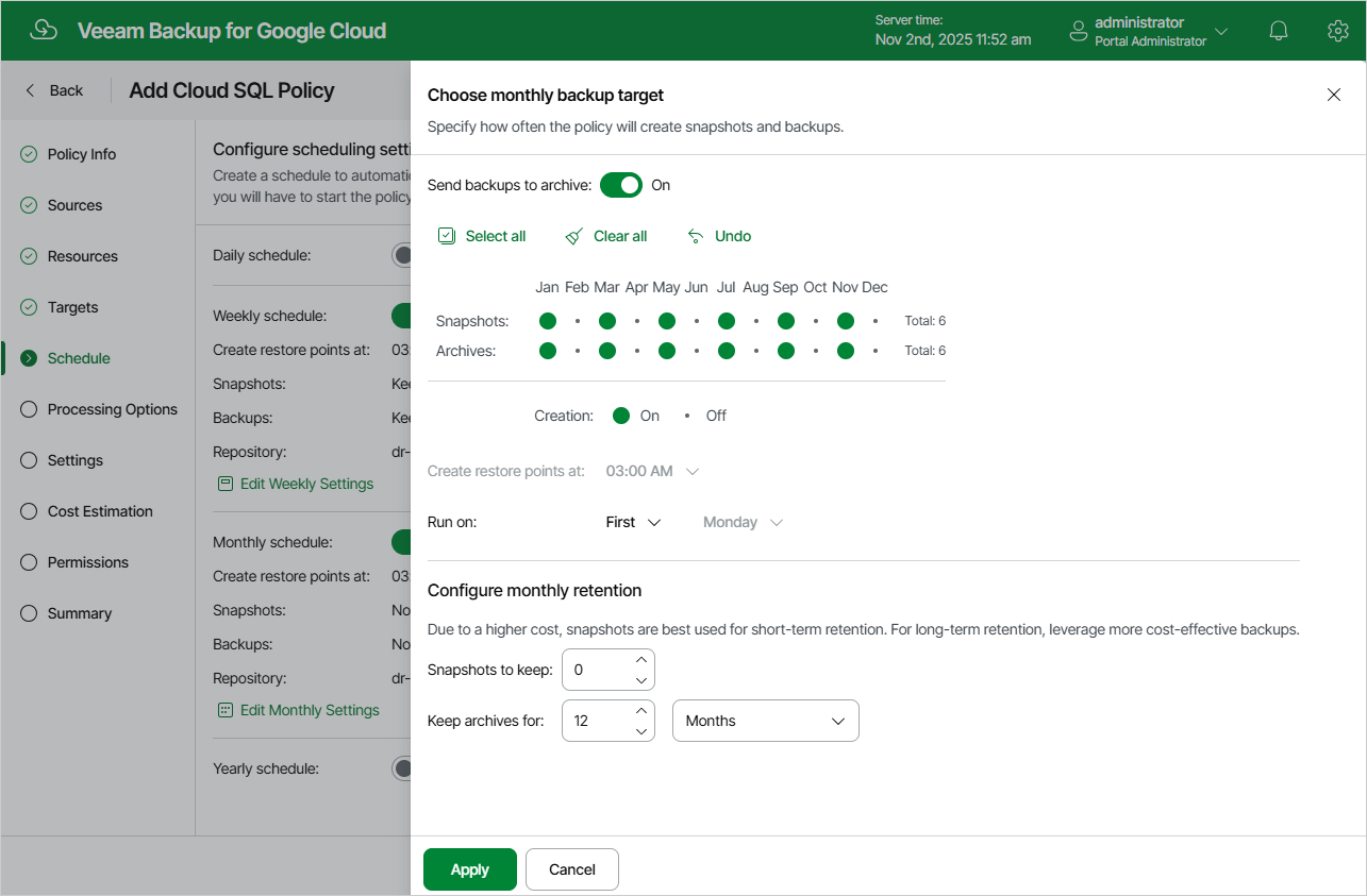 Enabling Backup Archiving