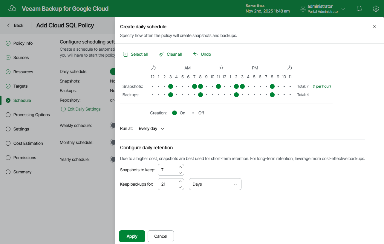 Adding Backup Policy