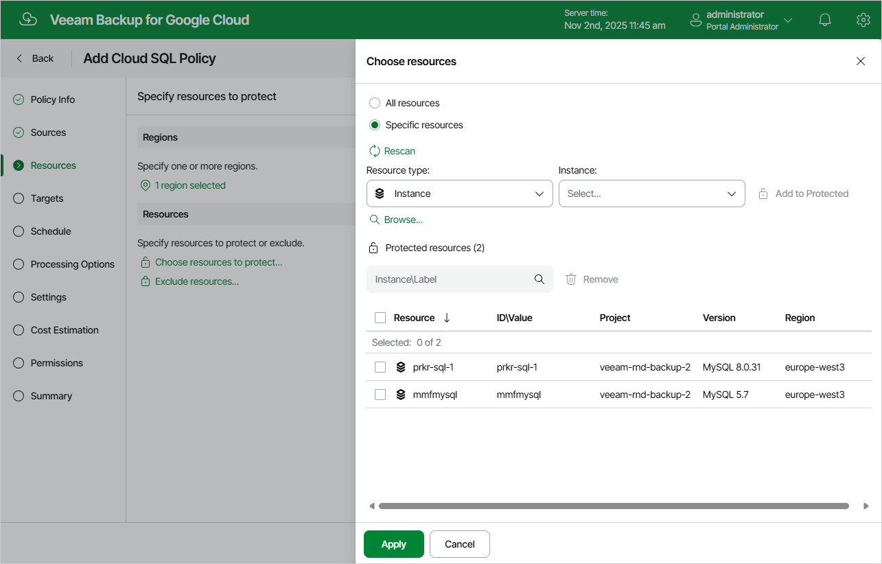 Adding Backup Policy