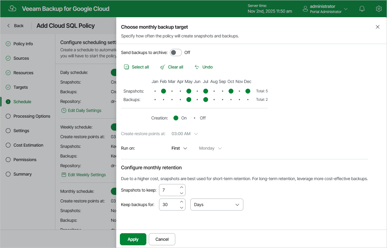 Adding Backup Policy