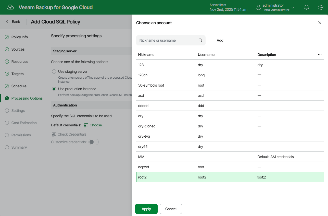 Adding Backup Policy