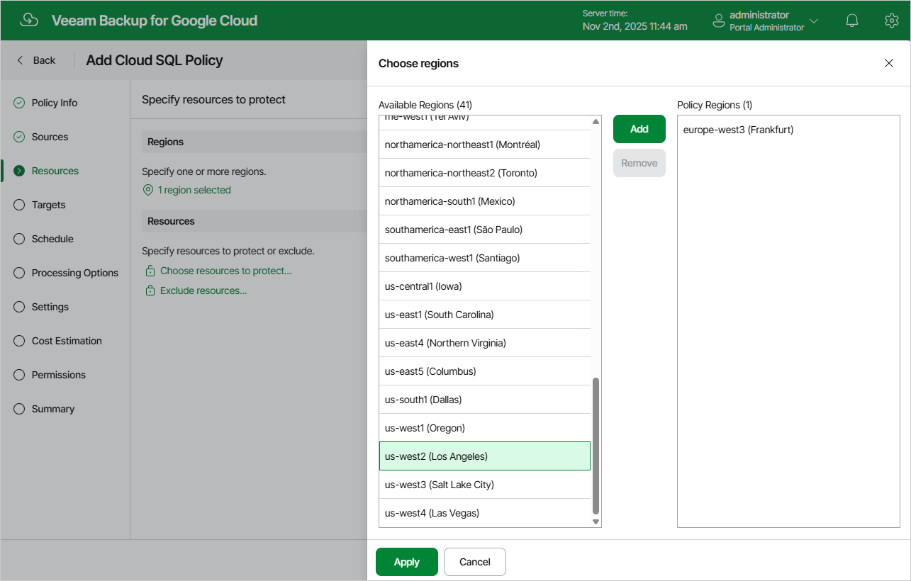 Adding Backup Policy