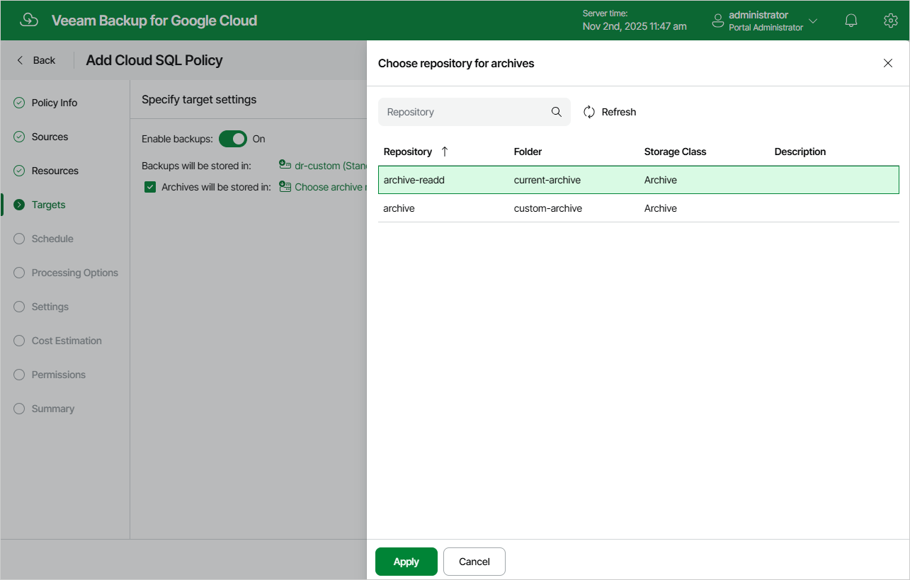 Adding Backup Policy
