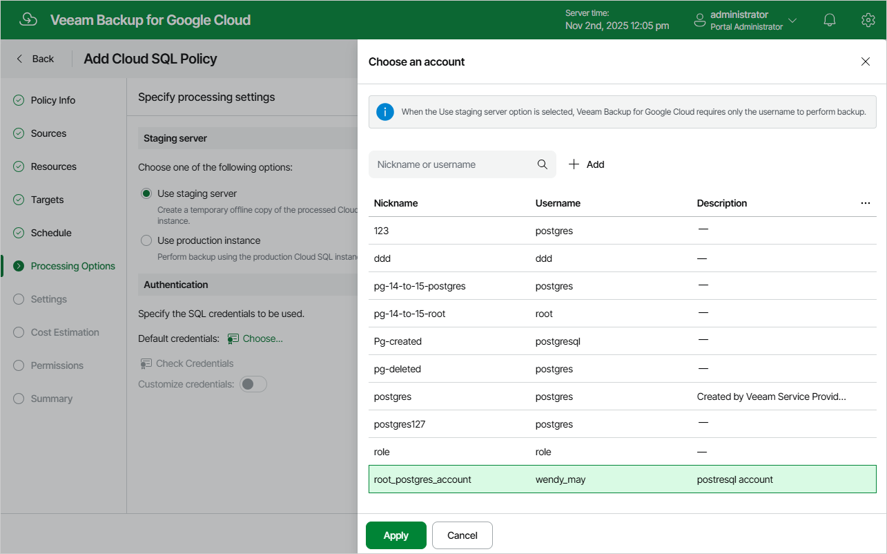 Adding Backup Policy