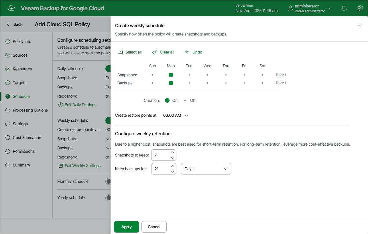 Adding Backup Policy