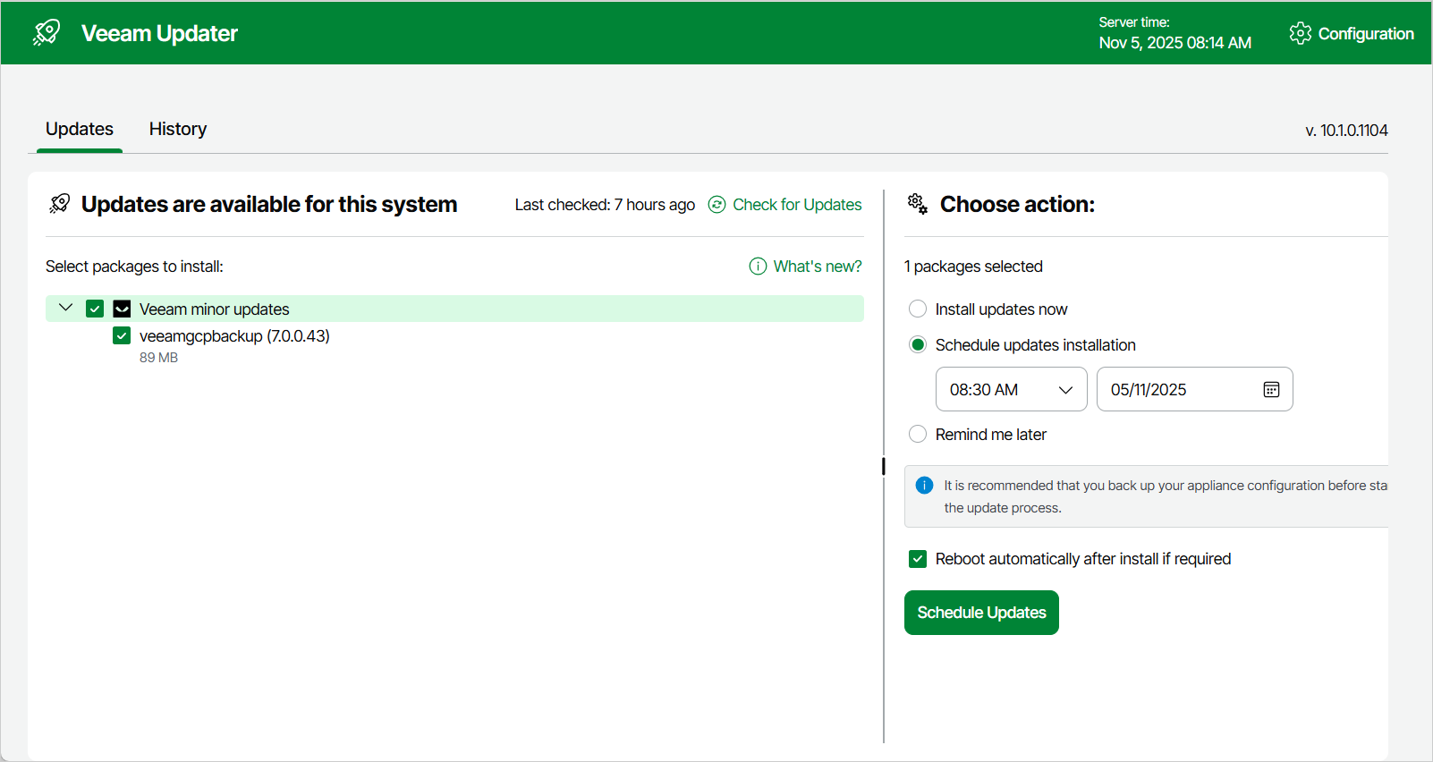 Scheduling Updates
