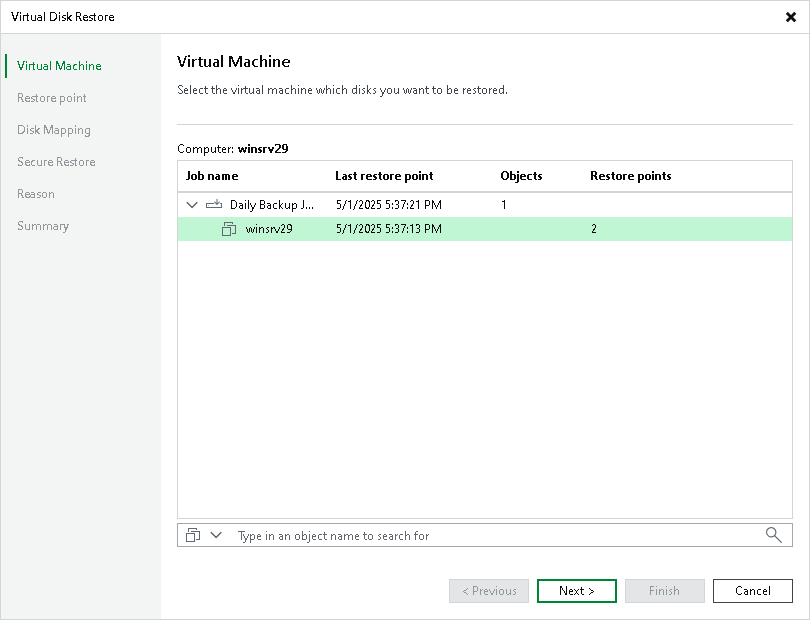 Step 2. Select VM