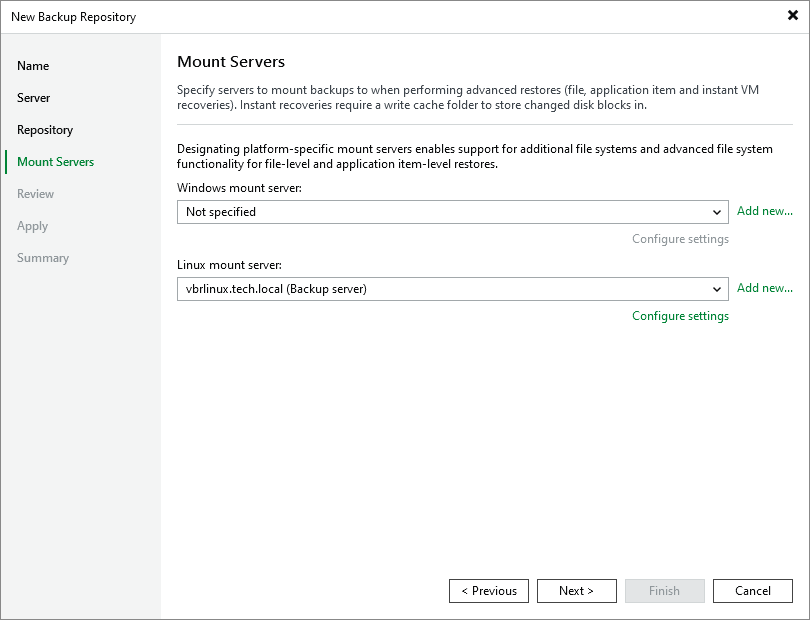 Step 5. Specify Mount Server Settings