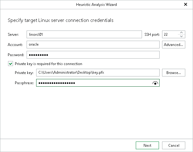 Specifying Target Linux Server Credentials