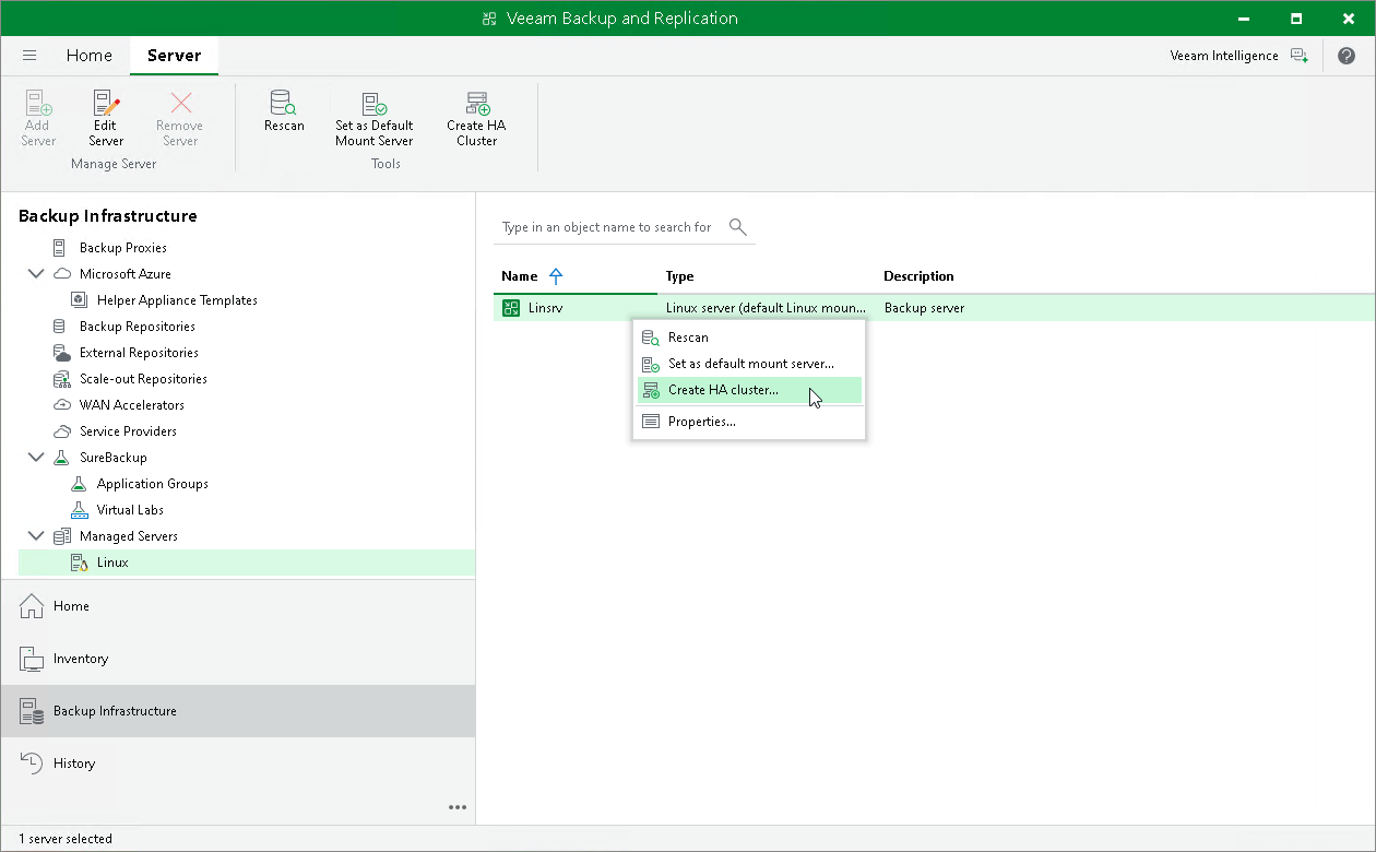 Step 1. Launch New High Availability Cluster Wizard