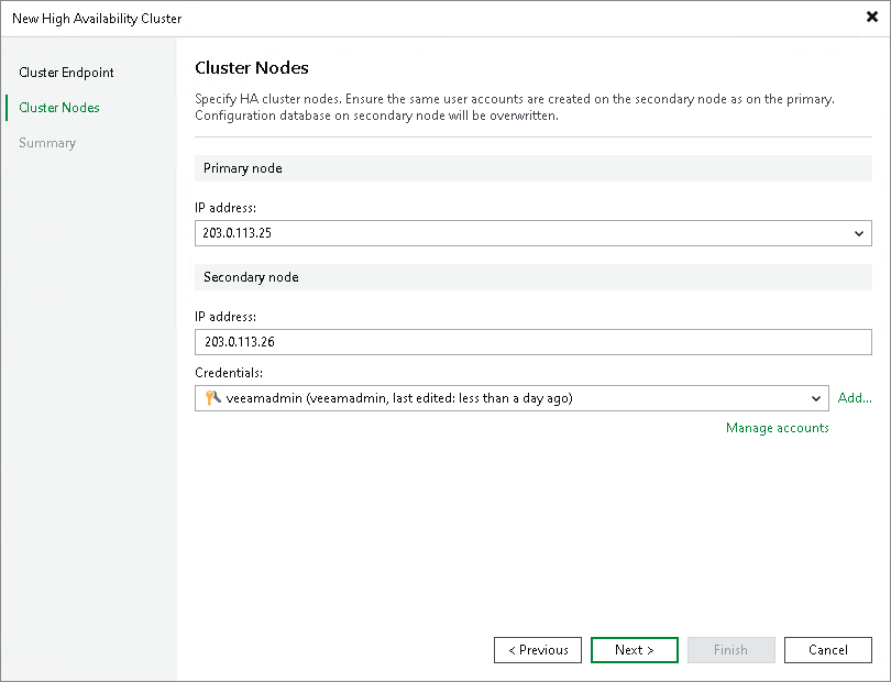 Step 3. Specify Cluster Nodes Settings
