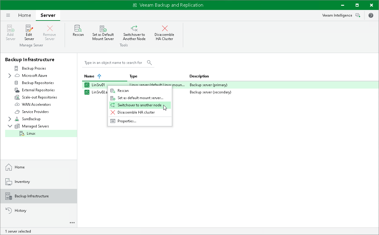 Performing Switchover