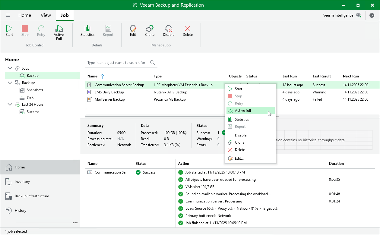 Creating Active Full Backup