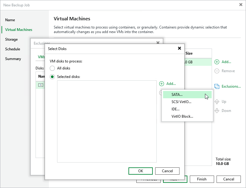 Select Disks and Volume Groups