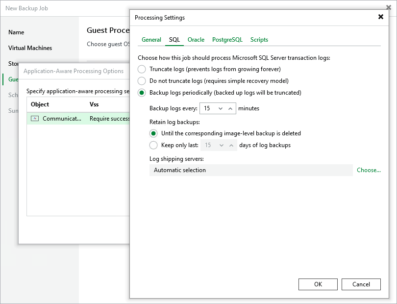 Microsoft SQL Server Transaction Log Settings