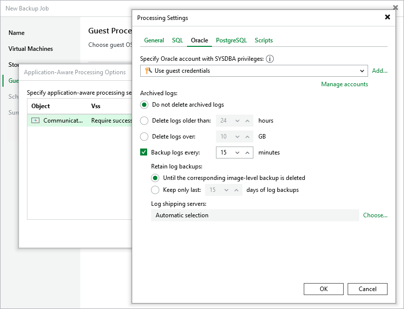 Oracle Archived Redo Log Settings