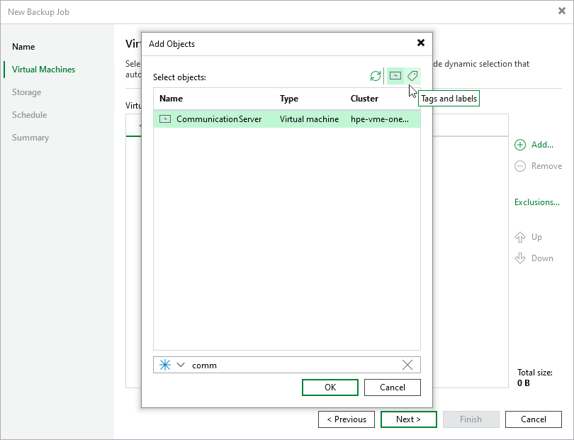 Select VMs to Back Up