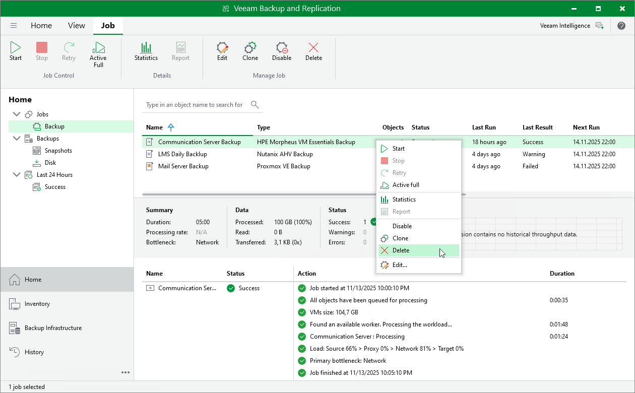 Deleting Backup Jobs